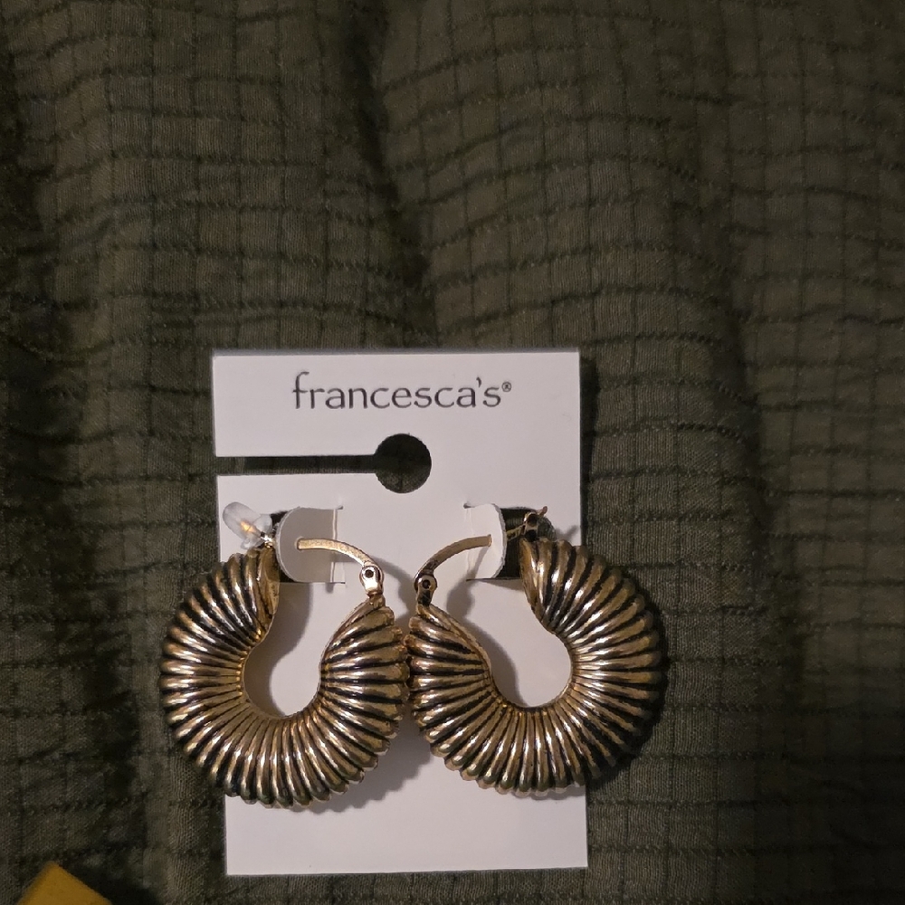 Francesca's Collections Textured Gold Earrings